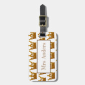 革が付いている金王冠の荷物のラベル ラゲッジタグ (正面縦)