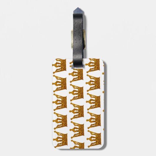 革が付いている金王冠の荷物のラベル ラゲッジタグ (裏面縦)