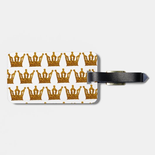 革が付いている金王冠の荷物のラベル ラゲッジタグ (裏面横)