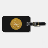革きらめく紐付きMonogramラゲージタグ ラゲッジタグ (正面横)