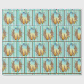 革との背景に西ストライプのカップル ラッピングペーパー (フラット)