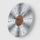 革とスチールのプリント大時計 ラージ壁時計 (傾斜)
