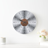 革とスチールのプリント大時計 ラージ壁時計 (ホーム)