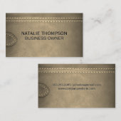 革とストラップの背景 名刺 (正面/裏面)