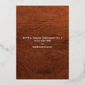 革と金ゴールド70th誕生日パーティー 箔招待状 (裏面)