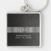 革と金属のプリント モノグラムの キーホルダー (正面)