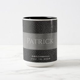 革と金属のプリント モノグラムの ツートーンマグカップ