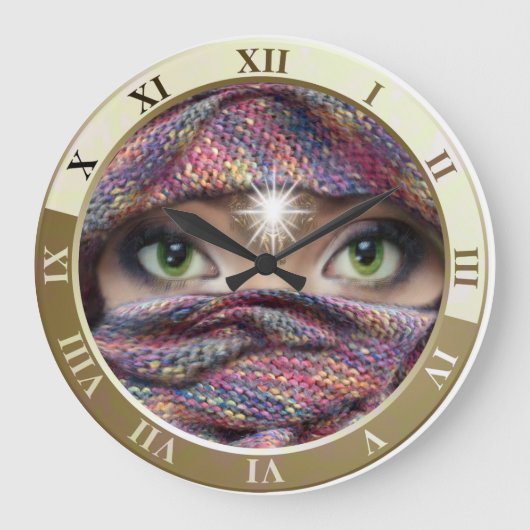 革にイルカの時間 ラージ壁時計 (正面)