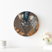 革にイルカの時間 ラージ壁時計 (ホーム)