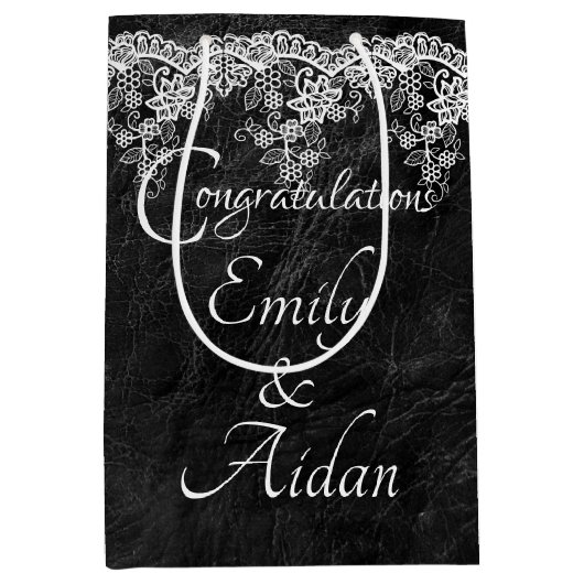 革に結婚白のレース ミディアムペーパーバッグ (正面)