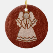 革のようなクリスマス·エンジェル セラミックオーナメント (裏面)