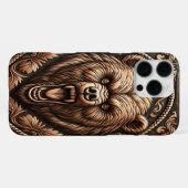 革のような見た目の怒ったクマの頭 iPhoneケース (裏面横)