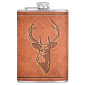 革のエンボスは頭を垂れる フラスク (正面)