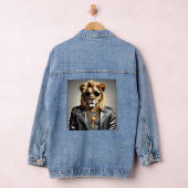 革のクールジャケットとサングラスを持つ動物 デニムジャケット (ハンガー)