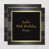 革のゴールドの男性の50歳の誕生日パーティー 招待状 (正面/裏面)