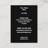 革のジャケットのぽっちゃりした白い名刺の黒 名刺 (裏面)