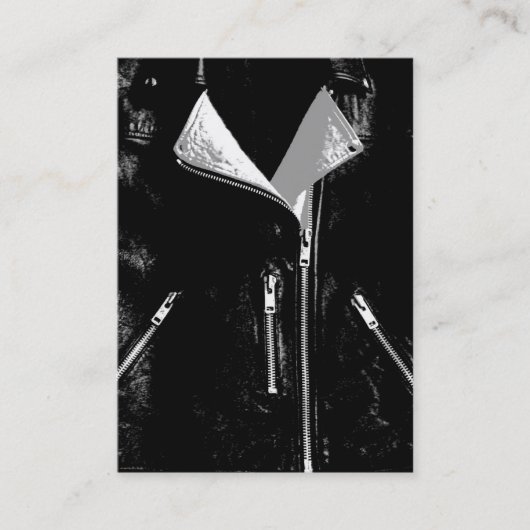 革のジャケットのぽっちゃりした白い名刺の黒 名刺 (正面)