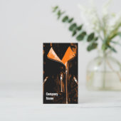 革のジャケットのオレンジ黒い側面の文字 名刺 (スタンド正面)