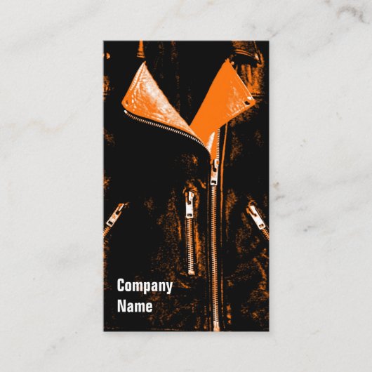 革のジャケットのオレンジ黒い側面の文字 名刺 (正面)