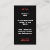 革のジャケットの赤い名刺の黒のポートレート 名刺 (裏面)