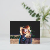 革のジャケットを着たネコのロッカー ポストカード (スタンド正面)