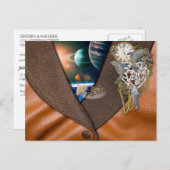 革のテクスチャ上のドルフィンスチームパンク時間 ポストカード (正面/裏面)