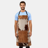 革のパッチワークテクスチャの背景を閉じます。 エプロン (着用した状態)