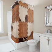 革のパッチワークテクスチャの背景を閉じます。 シャワーカーテン (インサイチュ)