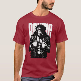 革のボクシングジャケットを着た反逆のサル、モンキーボクサー Tシャツ