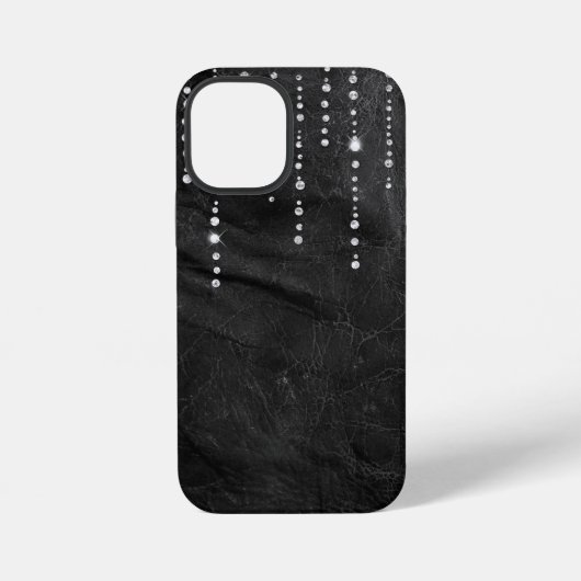 革の上のダイヤモンドドリップ iPhoneケース (裏面)