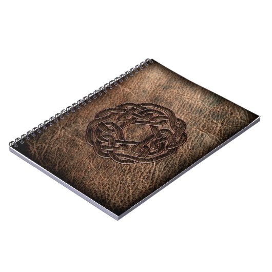 革の円形のケルト結び目模様 ノートブック (左側)