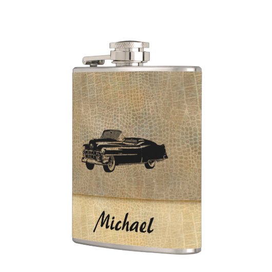 革の外観ヴィンテージ上品な古い車パーソナライズされた フラスク (左)