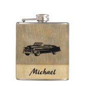 革の外観ヴィンテージ上品な古い車パーソナライズされた フラスク (正面)
