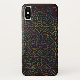 革の無限ケルト結び目模様パターン iPhone X ケース