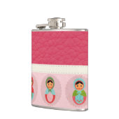 革の美しくロシアのなネスティング人形 フラスク (左)