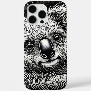 革の背景にいるかわいいコアラのイラスト iPhone 16 PRO MAXケース