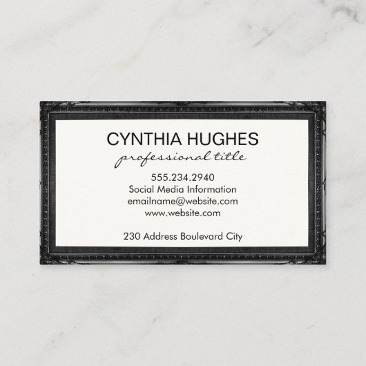 革の背景 |黒のアンティーク枠 名刺 (裏面)