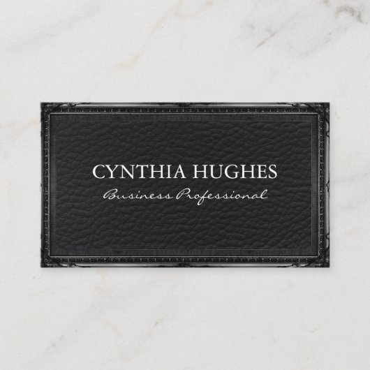 革の背景 |黒のアンティーク枠 名刺 (正面)