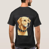 革の首輪を付けたゴールデンレトリバー Tシャツ (裏面)