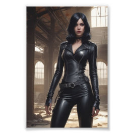 革を被ったゴシックのベビーポーティング放棄された倉庫 フォトプリント           