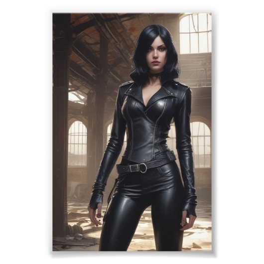 革を被ったゴシックのベビーポーティング放棄された倉庫 フォトプリント            (正面)