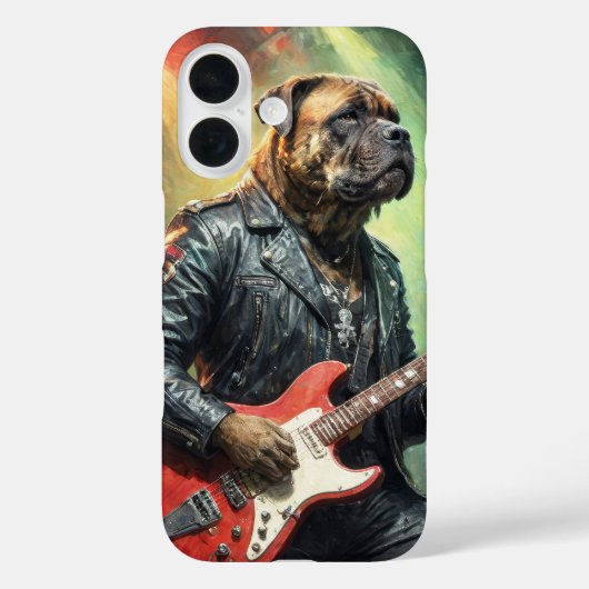 革ジャンを着てロックギターを弾くマスティフ Case-Mate iPhoneケース (裏面)