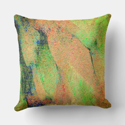 革スタイルしわとオレンジ色の緑擦り切れたの絵を描 クッション (裏面)