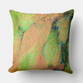 革スタイルしわとオレンジ色の緑擦り切れたの絵を描 クッション (正面)