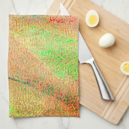 革スタイルしわと緑のオレンジ擦り切れた絵を描色 キッチンタオル