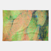 革スタイルしわと緑のオレンジ擦り切れた絵を描色 キッチンタオル (横)