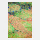 革スタイルしわと緑のオレンジ擦り切れた絵を描色 キッチンタオル (縦)