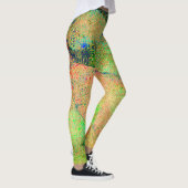 革スタイルしわと緑のオレンジ擦り切れた絵を描色 レギンス (右)