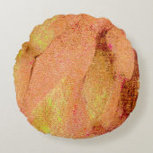革スタイルに擦り切れたシ絵を描ワ、サーモン ラウンドクッション (正面)