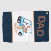 革ステッチユニークルックパパゴルフカートイニシャル ゴルフタオル (横)